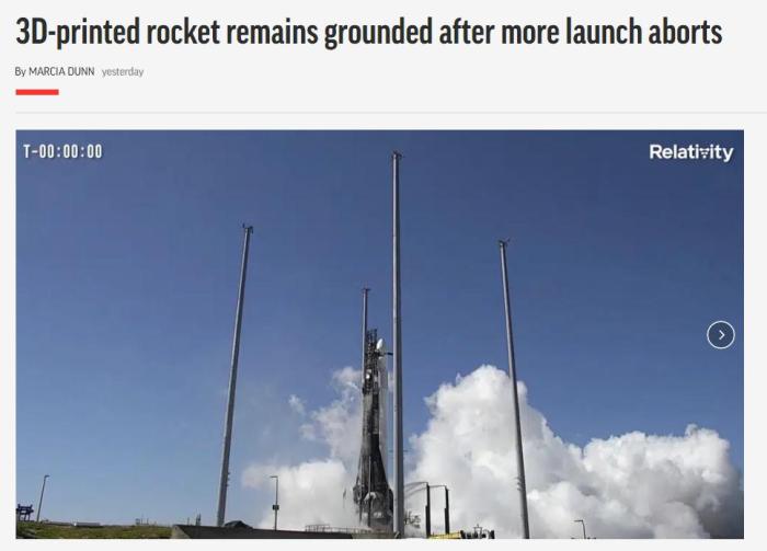 多次尝试失败，这家美国公司再度推迟3D打印火箭发射